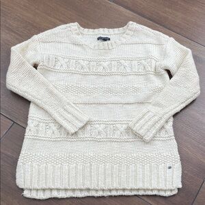 American Eagle Women's Cream open cable knit Sweater, xs